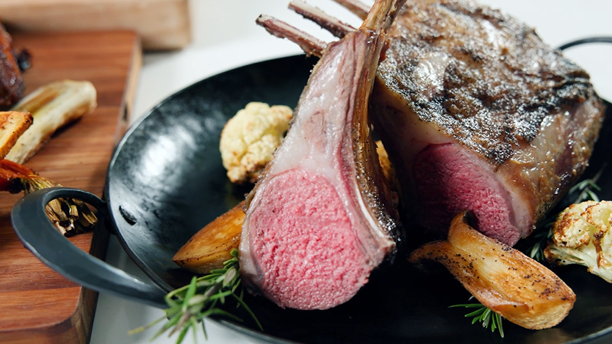Marinated Mosner Lamb Rack and Veal Reduction
